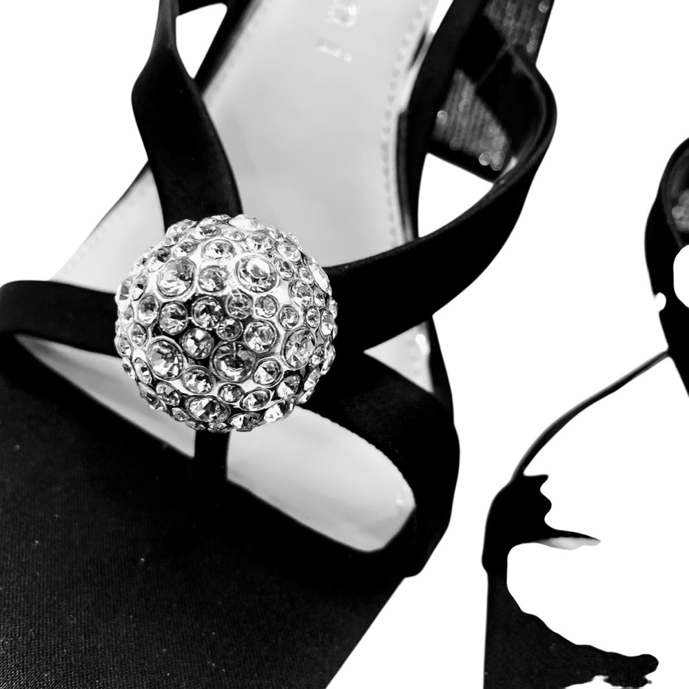New! Elegant Black Women's Shoes with Crystal Rhinestone Embellishment